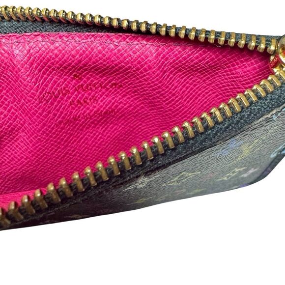 Auth Vintage Louis Vuitton 33 Multicolor Murakami LV Keychain Black Pouch - Picture 11 of 12